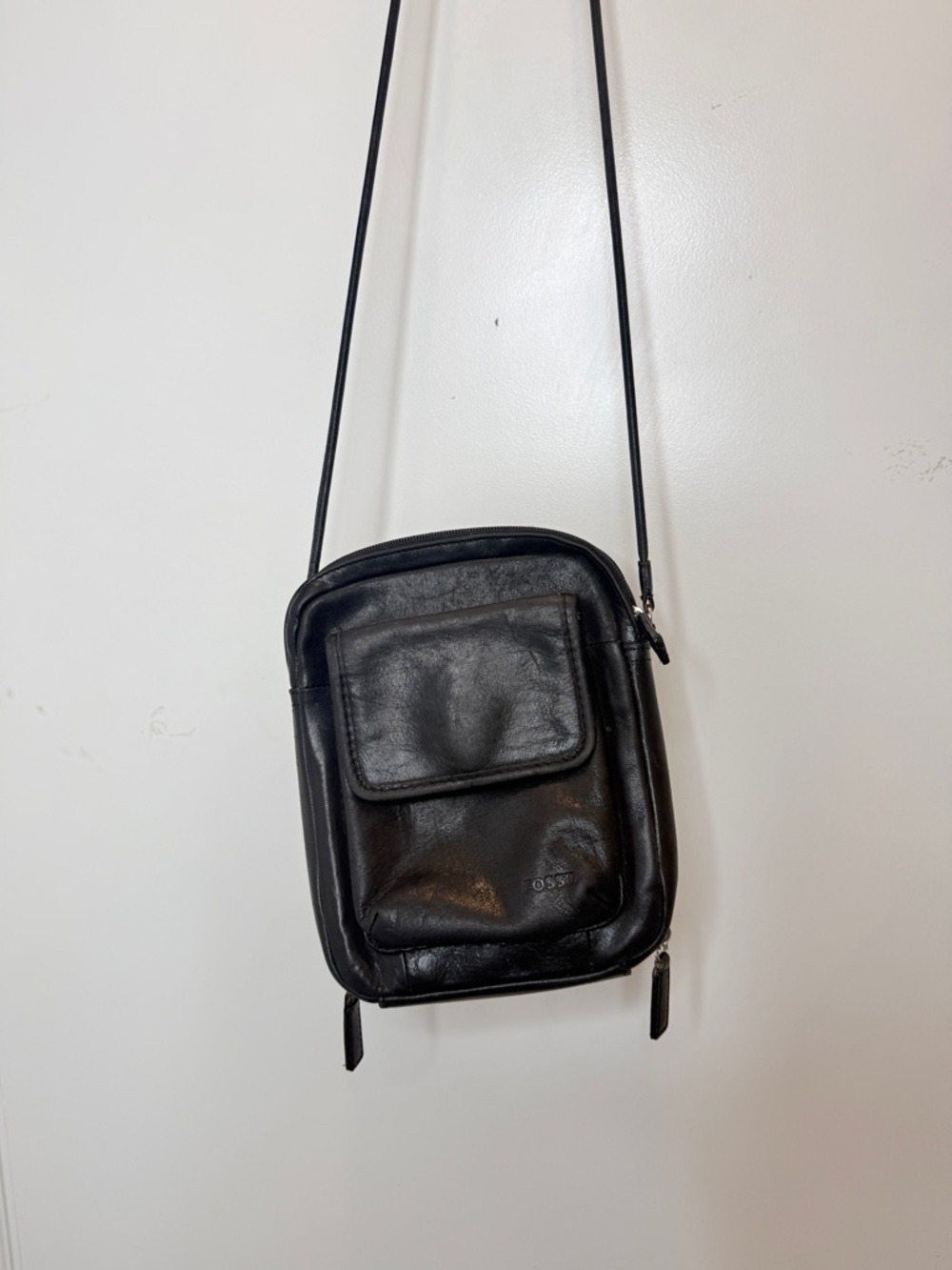 Fossil Black Leather Organizer Crossbody Bag Vintage - Picture 2 of 10